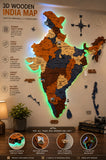 Load image into Gallery viewer, 3D Wooden India Map-Blue and Brown