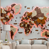 Load image into Gallery viewer, 3D LED Wooden World Map -Multicolour
