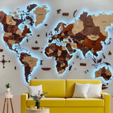 Load image into Gallery viewer, 3D LED Wooden World Map -Multicolour
