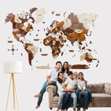Load image into Gallery viewer, 3D LED Wooden World Map -Multicolour