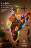 Load image into Gallery viewer, 3D Wooden India Map-Blue and Brown