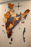 Load image into Gallery viewer, 3D Wooden India Map-Blue and Brown