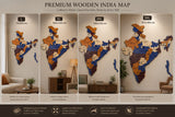Load image into Gallery viewer, 3D Wooden India Map-Blue and Brown