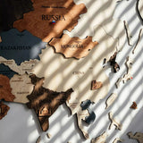 Load image into Gallery viewer, 3D Wooden World Map brown and Blue