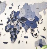 Load image into Gallery viewer, 3D Wooden World Map-Blue