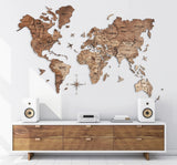 Load image into Gallery viewer, 3D Wooden World Map Pine