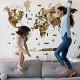 Load image into Gallery viewer, 3D Wooden World Map Multicolor