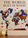 Load image into Gallery viewer, 3D LED Wooden World Map - Blue &amp; Brown