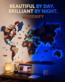 Load image into Gallery viewer, 3D LED Wooden World Map - Blue &amp; Brown