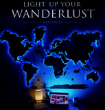 Load image into Gallery viewer, 3D LED Wooden World Map - Blue &amp; Brown