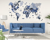 Load image into Gallery viewer, Blue 3D wooden world map wall art with layered design for modern interiors
