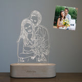 Load image into Gallery viewer, Personalized Line Art Photo Lamp, 3D Photo Light Nightlight, Engraved Name Light, Wedding Decor Picture, Gift for Her