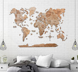 Load image into Gallery viewer, 3D Wooden World Map Pine