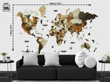 Load image into Gallery viewer, 3D Wooden World Map brown and Blue